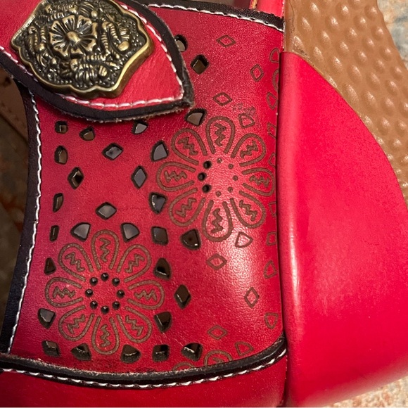 🥿NWOT Super Star Lady Leather Velcro Ankle Embossed Mary Janes! - Picture 5 of 15